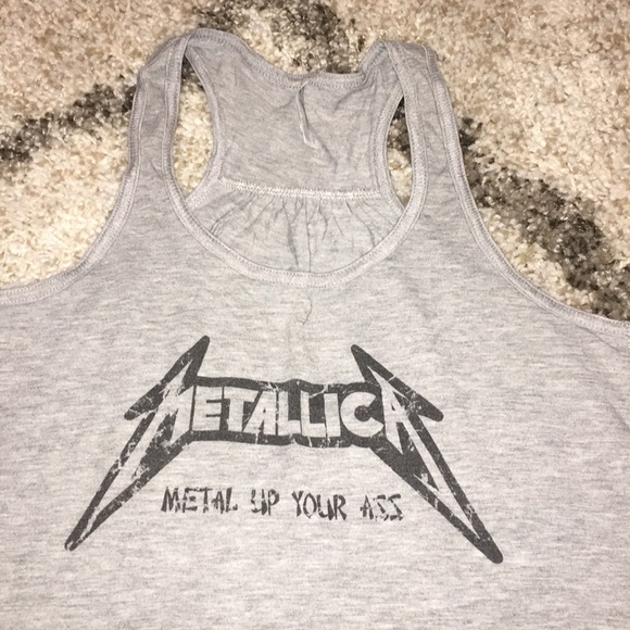 bella Tops - Metallica Metal Up Your Ass Soft Gray Bella Tank S